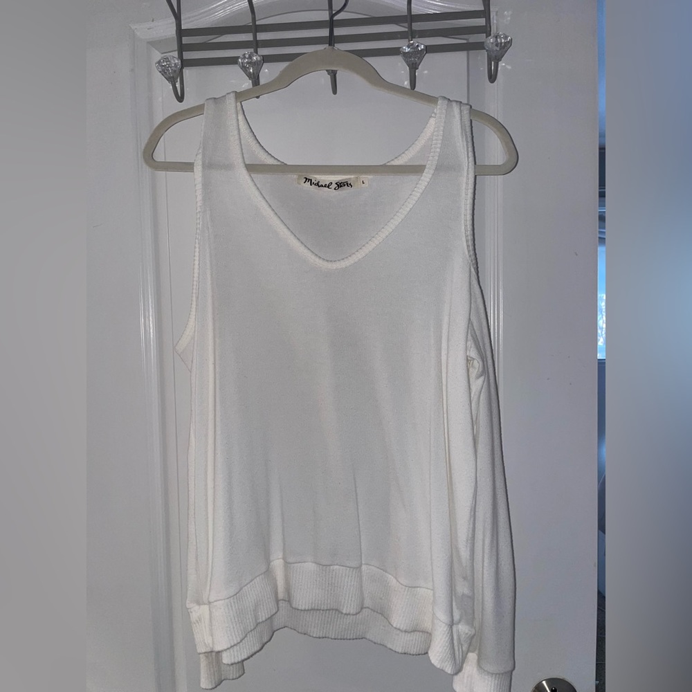 White Open Shoulder Long Sleeve